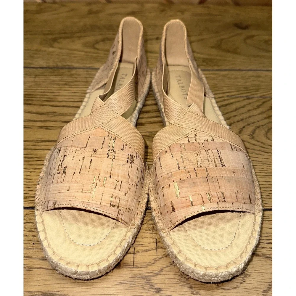 NWOB Talbots Ilyssa Elastic‎ Cork Espadrille Flats Strappy Sandals Women's 9 $99